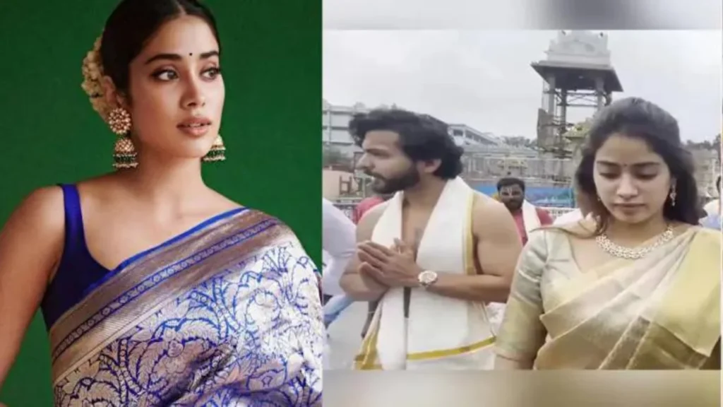 Janhvi Kapoor Dreams of Tirupati Temple Wedding in Gold Zari Kanjivaram Saree