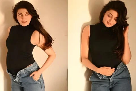 Pranitha Subhash posted photos showcasing her baby bump.